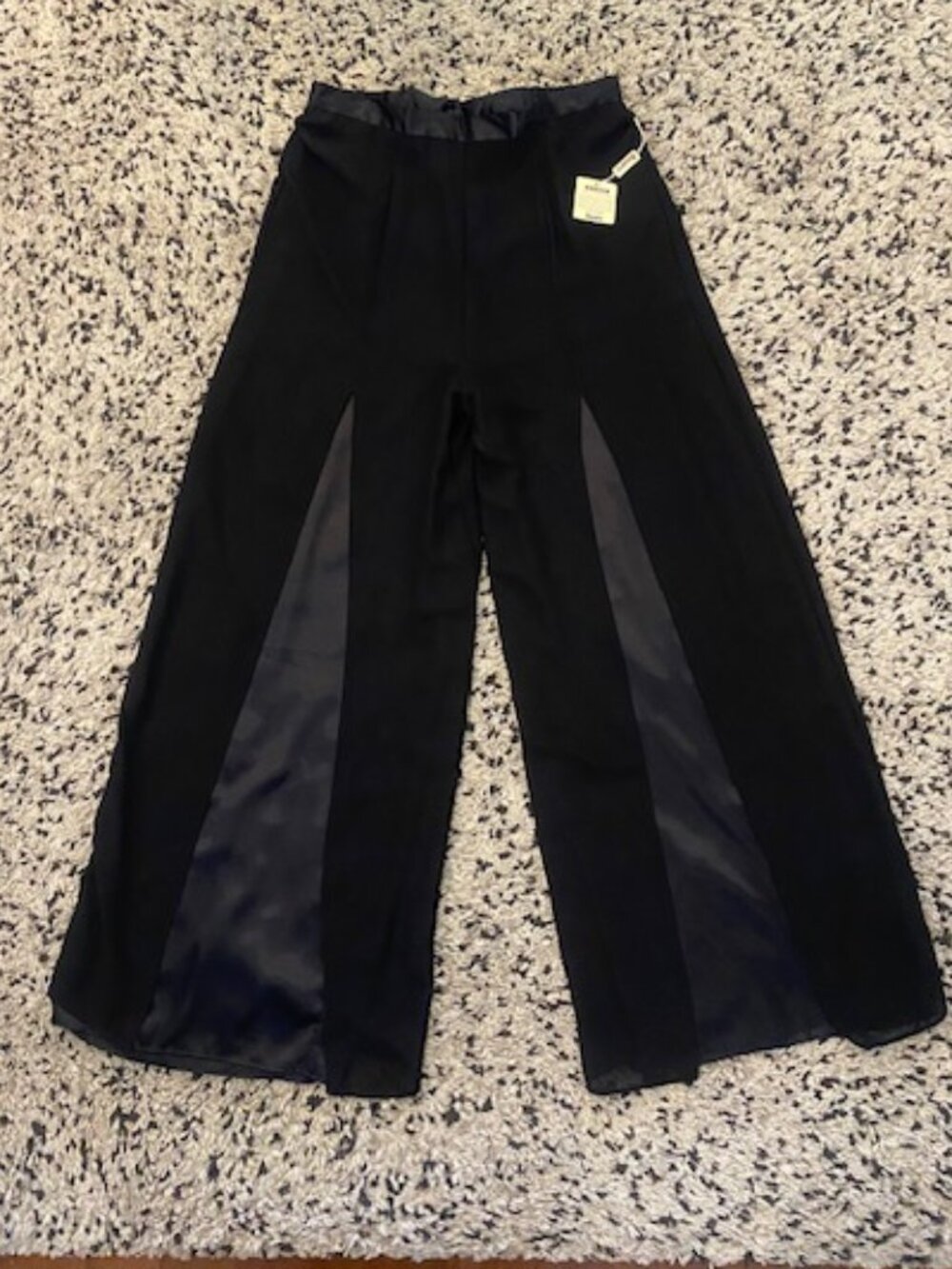 Vintage NWT Dress/ Evening Pants sheer Chiffon w/ lining Black size 14 Wide Leg - Picture 5 of 16